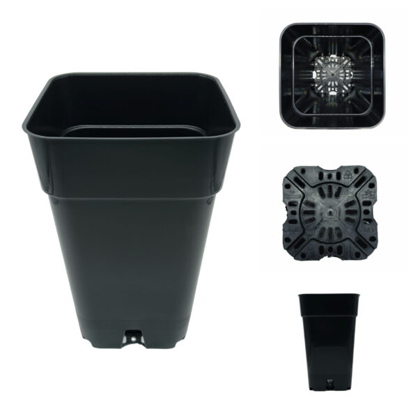 Square plastic pots for cultivation by Murgiplast